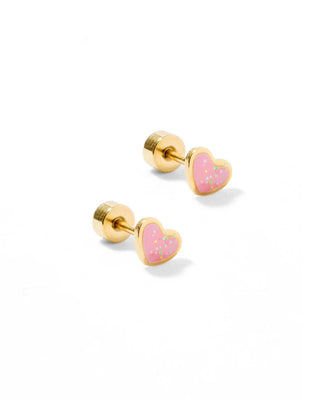 Linny Co. Screwback Stud Earrings - Nora Heart Pink