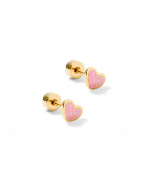 Linny Co. Screwback Stud Earrings - Nora Heart Pink – Olly-Olly