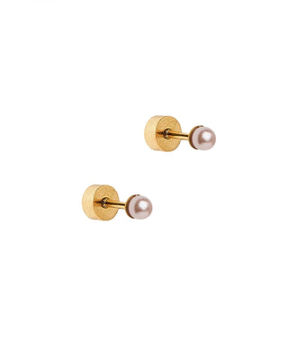 Linny Co. Screwback Stud Earrings - Payton Pearl Pink 3mm