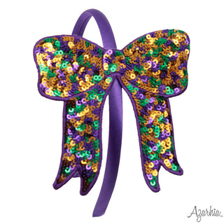 Azarhia Mardi Gras- Rhinestone Bow Headband