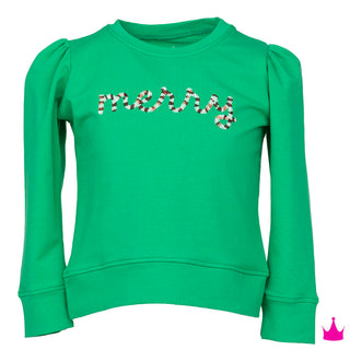 Azarhia Green Sequin Merry Longsleeve