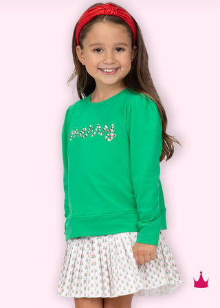 Azarhia Green Sequin Merry Longsleeve