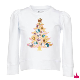 Azarhia Sequin Christmas Tree White Holly  Sweatshirt