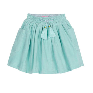 Bisby Circle Skirt - Aqua Velvet with Tassel Drawstring