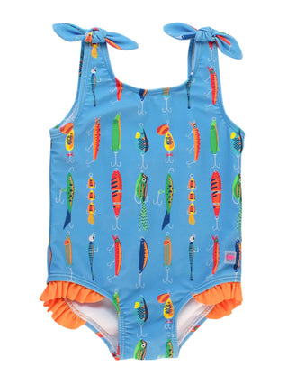 Gone Fishin' Tie Shoulder 1pc Swimsuit