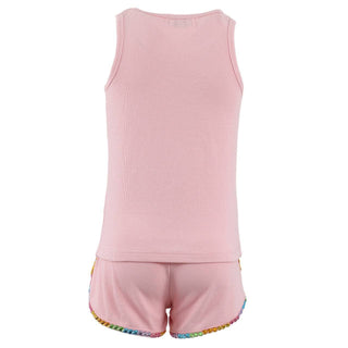 Lola and the Boys Rainbow Necklace Gem Short Set - Pink