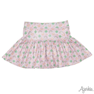 Azarhia Mini Gathered Skort - Shimmer Clover Rainbows