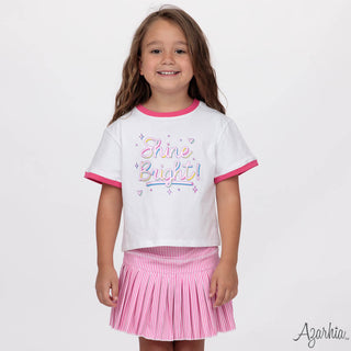 Shine Bright Pink Glitter White Boxy Tee