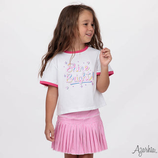 Shine Bright Pink Glitter White Boxy Tee
