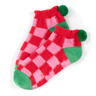 Pax Checkered Multi Plush Socks with Pom Poms