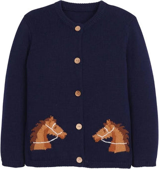 Little English Navy Intarsia Horse Sweater