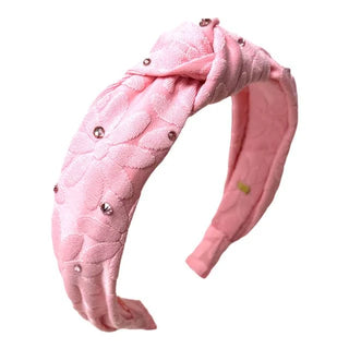 Bari Lynn Cotton Flower Headband with Stones