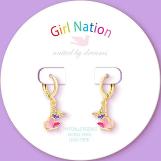 Huggie Hoop Dangle Earrings-Butterfly