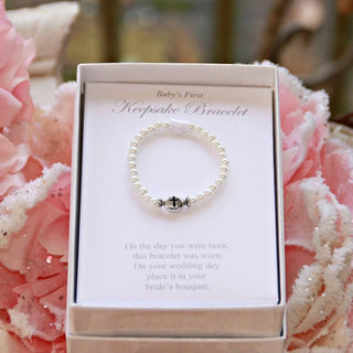 Newborn Baby's First Pearl With Cross Bracelet