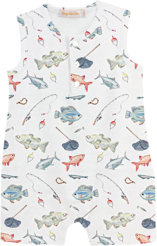 Baby Club Chic Gone Fishing Romper with Buttons