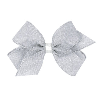 Wee Ones Medium Sparkle Glimmer Textured Bow - Silver