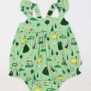 Southern Slumber Golf Bamboo Ruffle Romper with Snaps