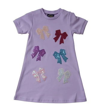 Sparkly Bows Lavender Applique Dress