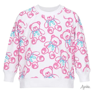 Spray Painted Bears White Oversized Sweatshirt
