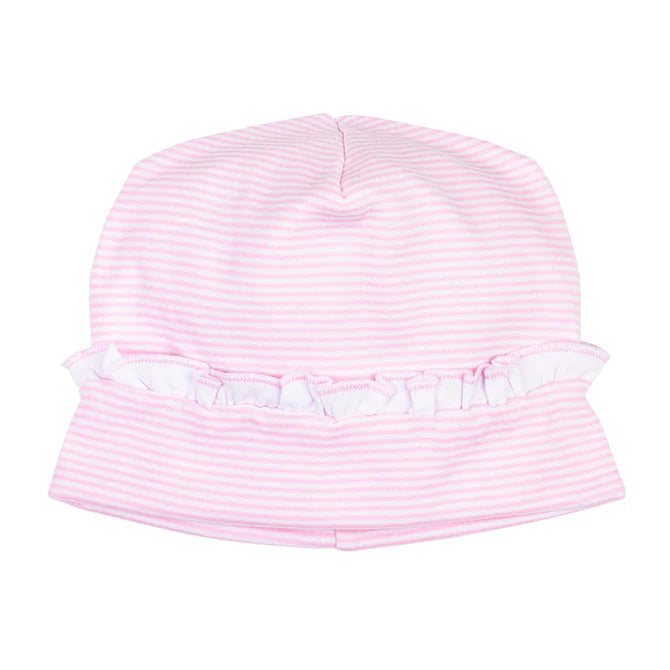 Mini Striped Magnolia Baby Pink Ruffle Hat – Olly-Olly