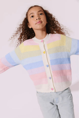 Lola and the Boys Pastel Rainbow Knit Cardigan