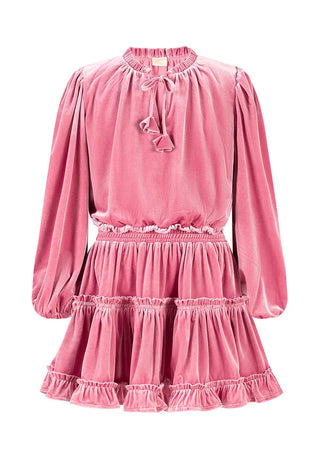Marlo Kids Symphony Pink Velvet Mini Dress