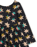Tea Collection Printed Ballet Dress- Colorblock Metallic Stars