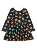 Tea Collection Printed Ballet Dress- Colorblock Metallic Stars
