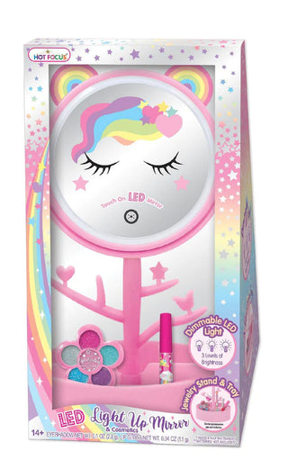 Hot Focus Rainbow Unicorn LED Light Up Mirror & Cosmetics
