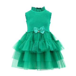 Lola and the Boys Green Tiered Party Bow Dress