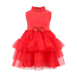 Lola and the Boys Red Tiered Party Bow Dress