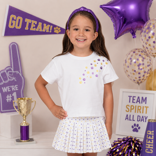 Azarhia Glitter Falling Paws White Boxy Tee