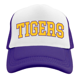 Azarhia TIGERS Yellow Screen Print on Purple Trucker Hat
