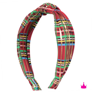 Azarhia Top knot Headband in Christmas Plaid