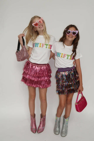 Lola and The Boys White Crystal SWIFTIE Tee