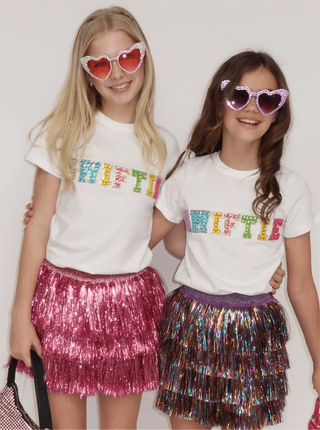 Lola and The Boys White Crystal SWIFTIE Tee