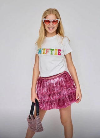 Lola and The Boys White Crystal SWIFTIE Tee
