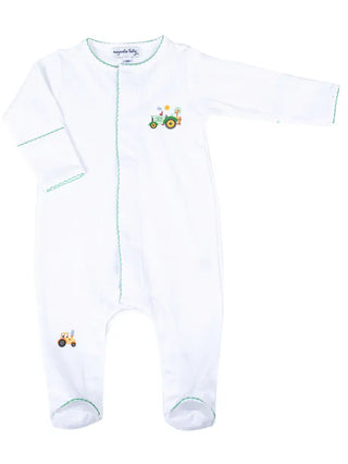Magnolia Baby Tractor Time Embroidered Footie