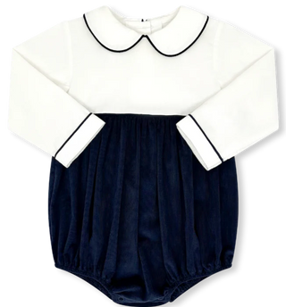 Lullaby Set Baby Bea Bubble Long Sleeve- Cream/ Navy Corduroy