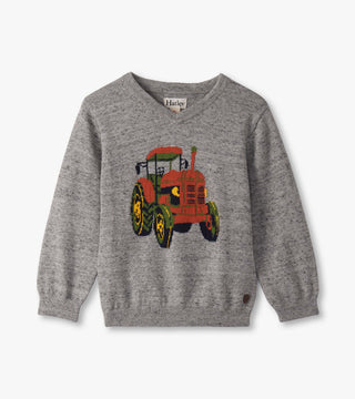 Hatley Gray V-Neck Tractor Sweater