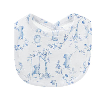 Baby Club Chic Watercolor Printed Bib - Blue Toile De Jouy