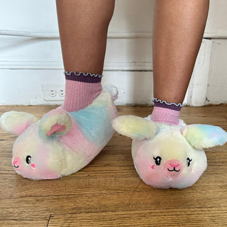 Squishable Pastel Tie-Dye Fluffy Bunny Slippers (Ages 5-8)