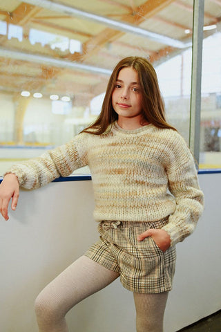 Molly Bracken Beige Woven Plaid Shorts