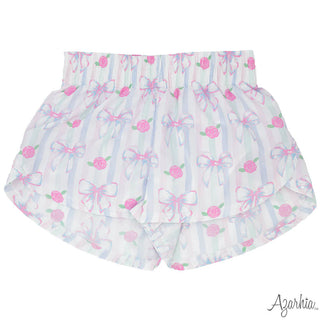 Azarhia Athleisure Water Color Bows Print Steph Shorts