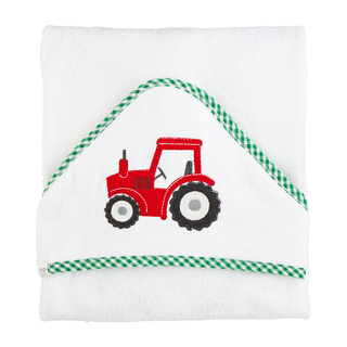 MudPie Appliqued Tractor Hooded Towel