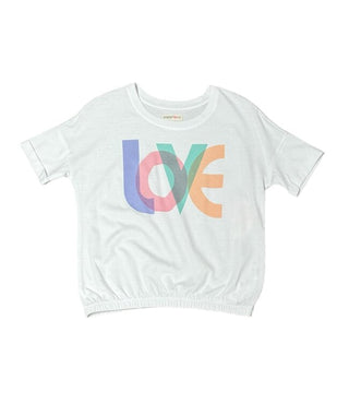 Paper Flower Love Roll Cuff Elastic Waist Graphic Tee