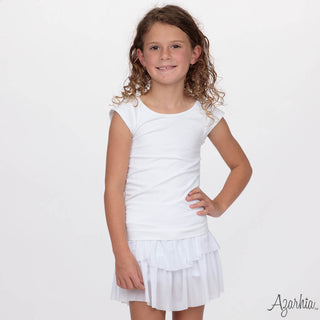 Azarhia Smocked Mesh Skort - White