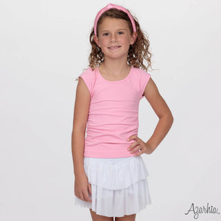 Azarhia Smocked Mesh Skort - White