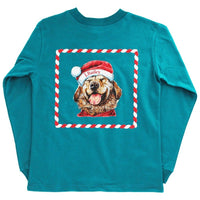J. Bailey Logo Tee Shirt - Santa Dog on Teal