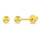 14K Gold Classic Ball 4mm Screw Back Earrings